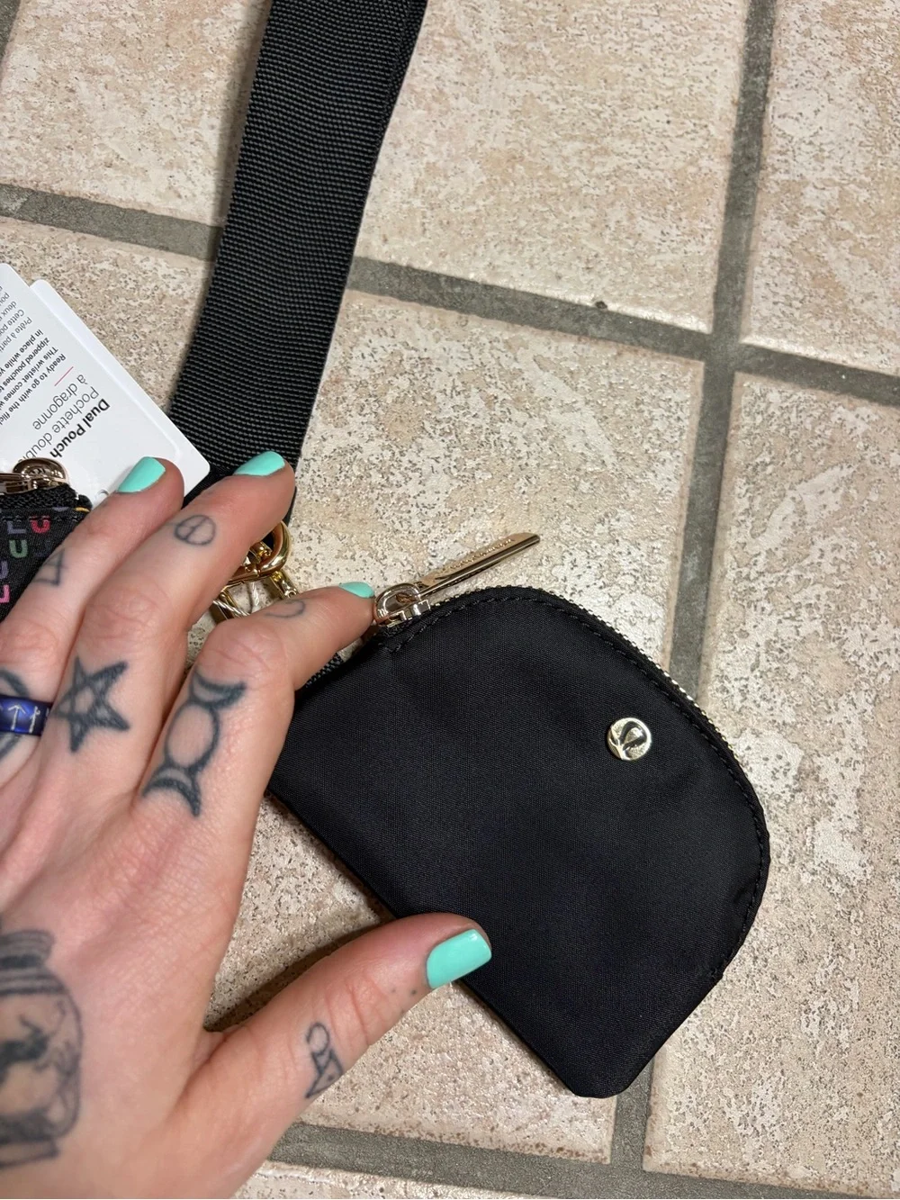NWT Lululemon Dual Pouch Wristlet (Lulu Rainbow Stack/Black/Gold)